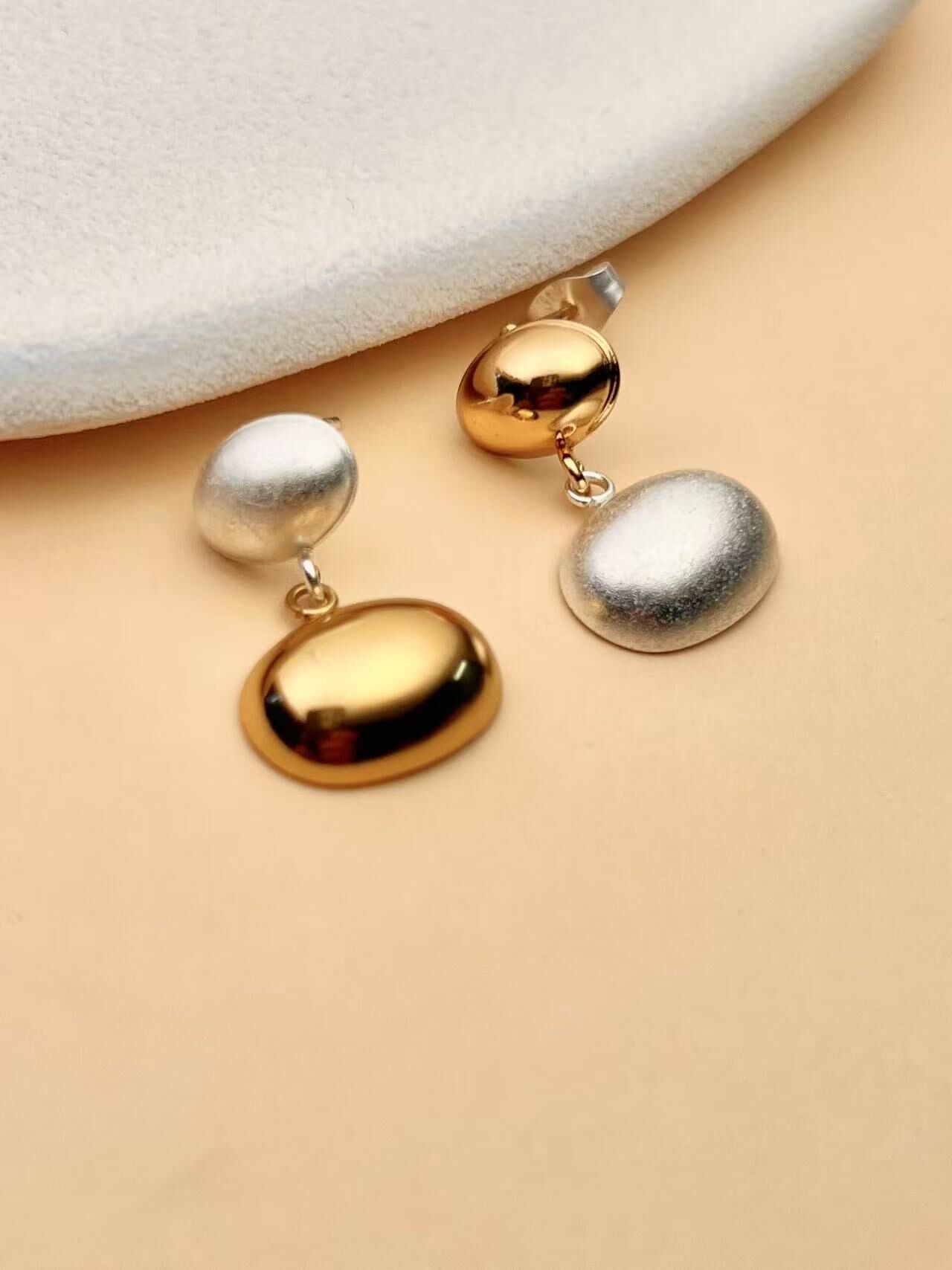 Two-tone duo earrings – Stainless steel