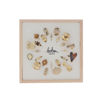 Kit de 24 bagues - doré beige - PRESENTOIR OFFERT