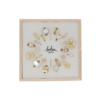 Kit de 24 bagues - doré blanc - PRESENTOIR OFFERT