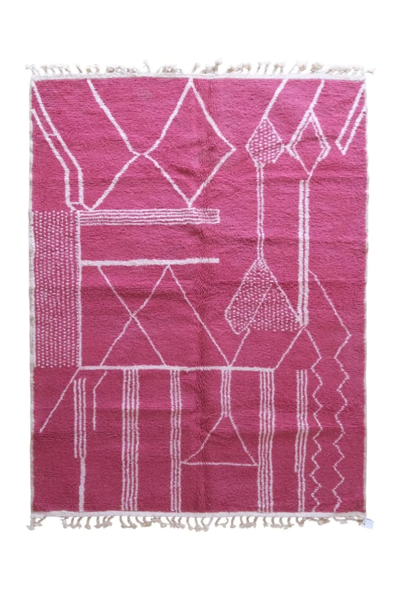Tapis berbère marocain moderne en laine | Tapis fait main 184 x 253 cm