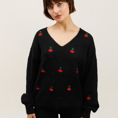 Cherry Embroidered Sweater – Fruity Touch & Cocooning Softness