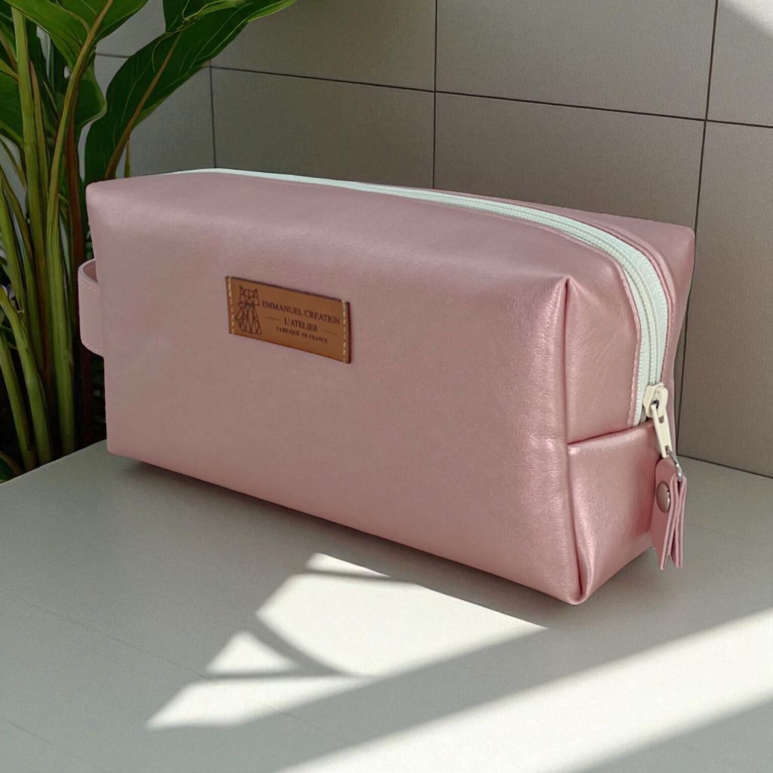Trousse nomade S, "Simili" rose