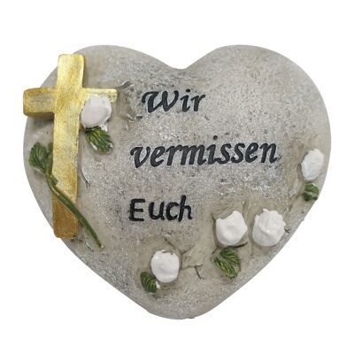 Heart with cross text "We miss you"