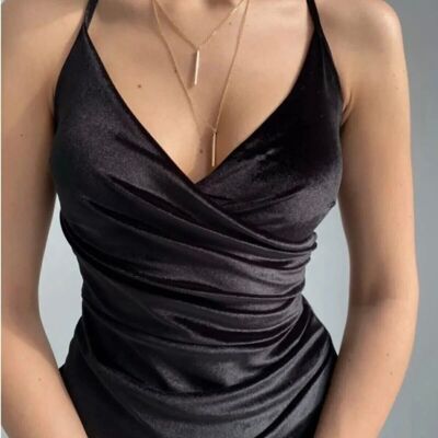 Black velvet effect dress
