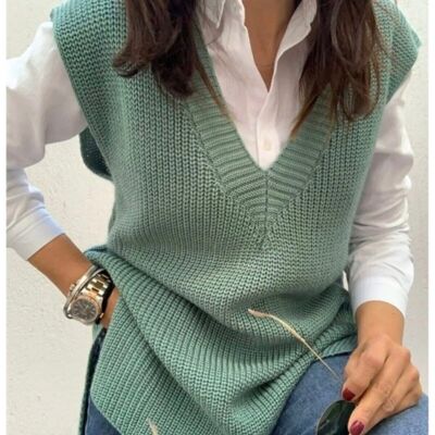 Pull sans manches vert