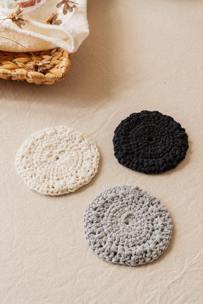 Glasuntersetzer Handgemachte Untersetzer aus 100% Bio-Baumwolle 6er Set