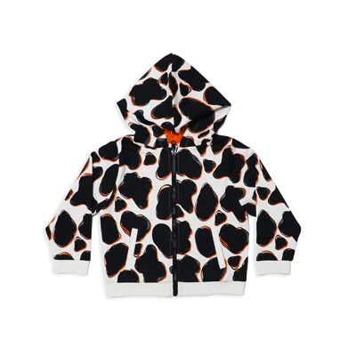 Haut à capuche réversible motif vache