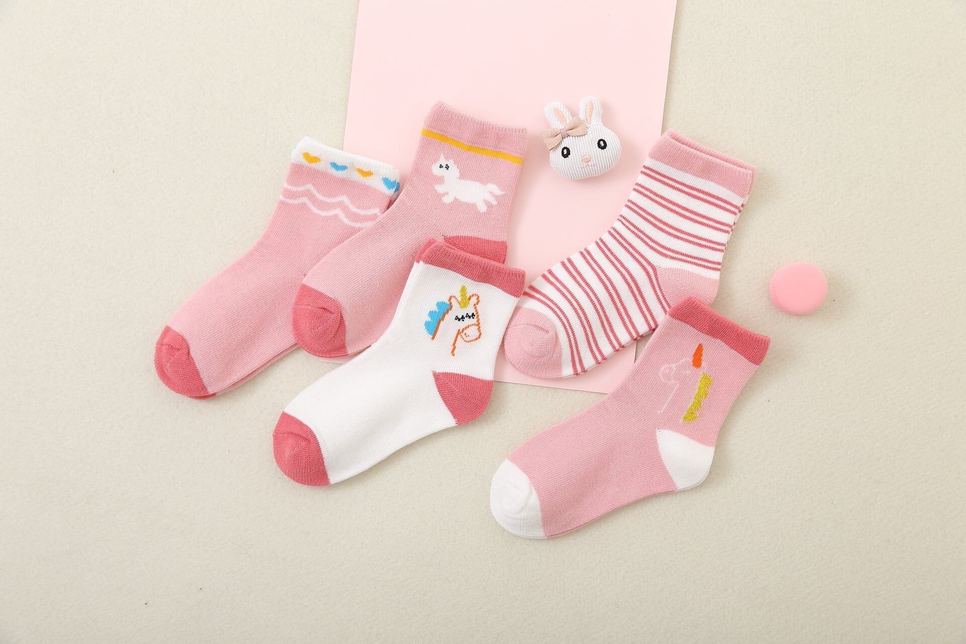 Pack of 5 Pink Unicorn Knee High Socks I Baby and Child