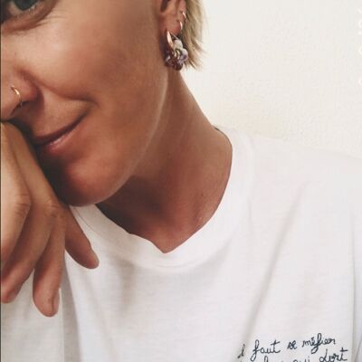 T-shirt brodé à la main « RDV 18H pétanque»
