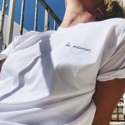 Hand-embroidered "Holidays" T-shirt