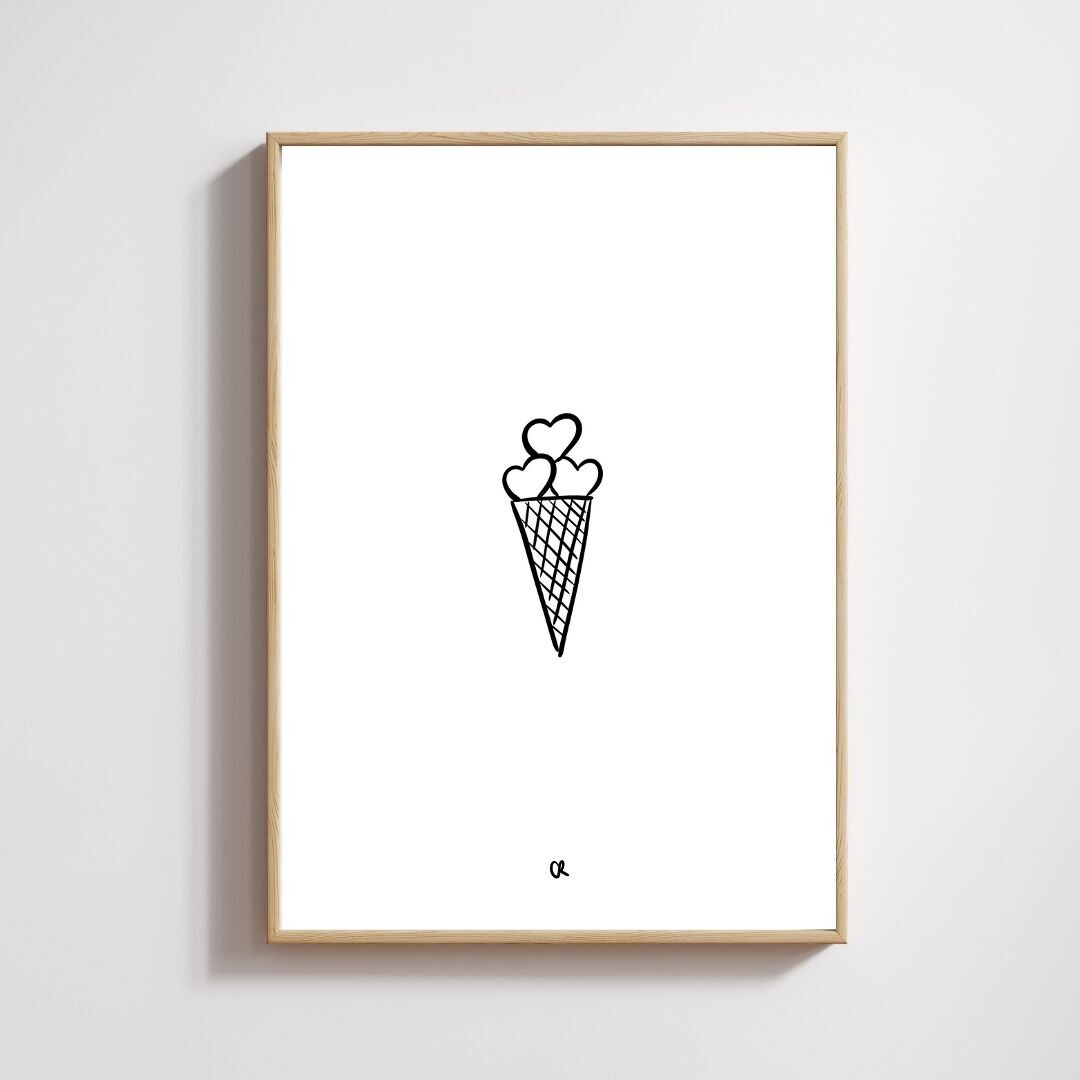 Illustrazione A5 "Cono vaniglia-cioccolato per te"