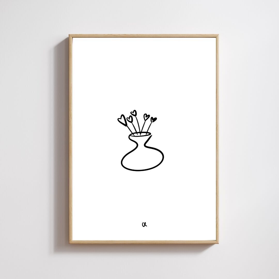 Illustrazione A5 "Vaso di cuori"