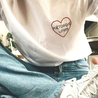 Hand-embroidered "POETCHIQUE LOVER" T-shirt