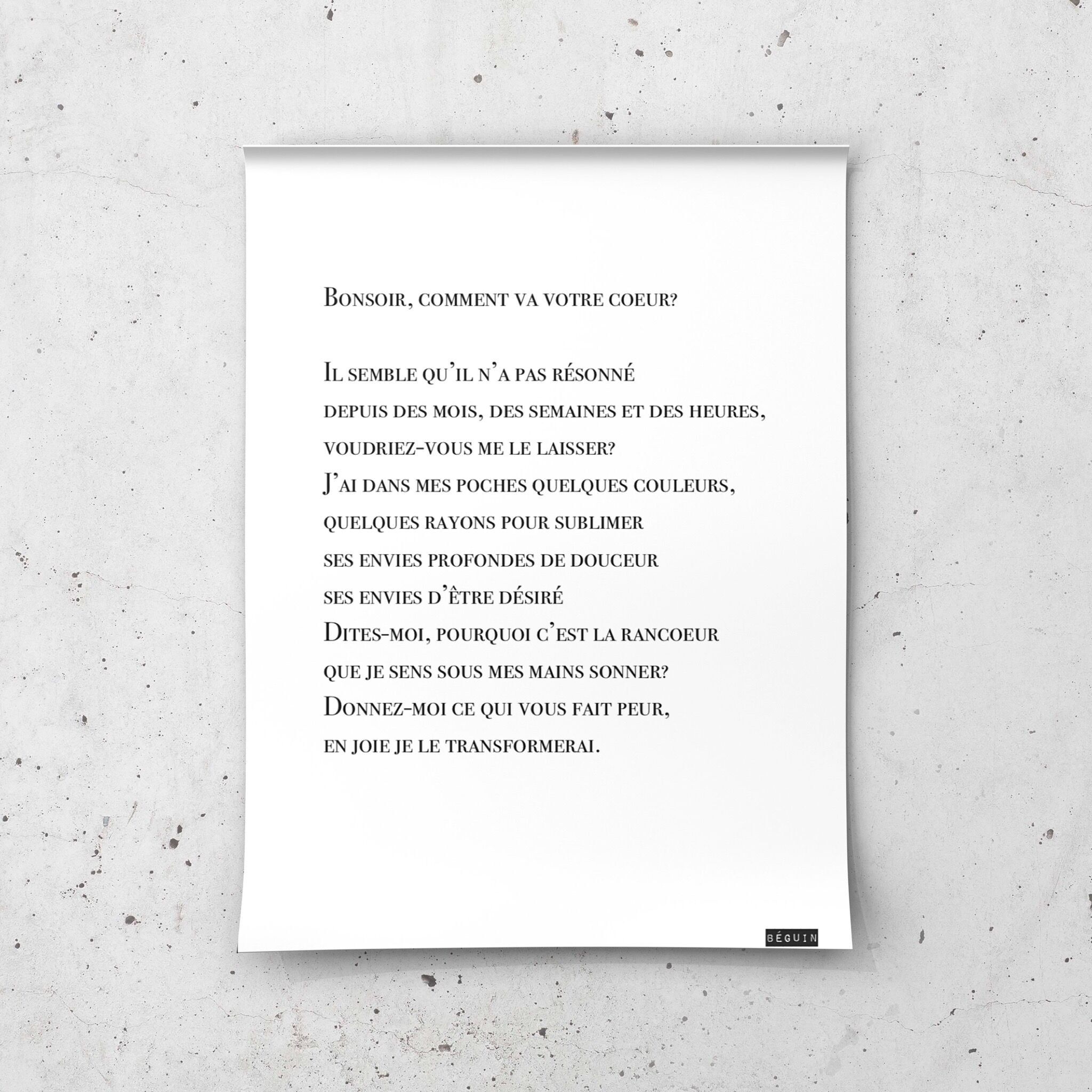 Poster della poesia - Ciao, come sta il tuo cuore?-21x29.7