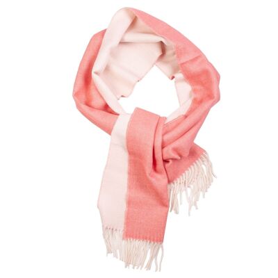 Écharpe en laine d'alpaga de couleur blanc-rose