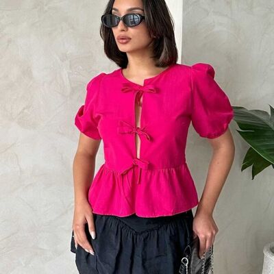 Blusa con lacci rosa fucsia
