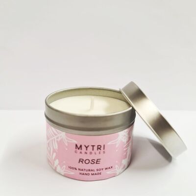Bougie en cire de soja parfumée à la rose