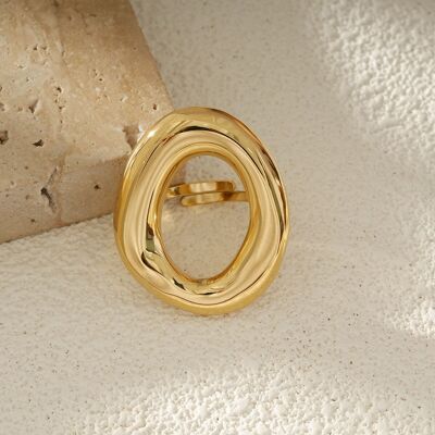 Anello regolabile in oro, grande anello moderno cavo