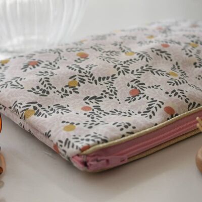 Pochette zippée Alna brindilles roses