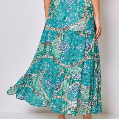 Long flowing patterned skirt