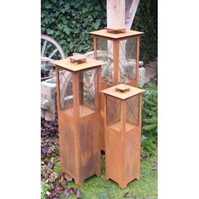 Rusted metal lantern wind lantern in various sizes - garden and home decoration