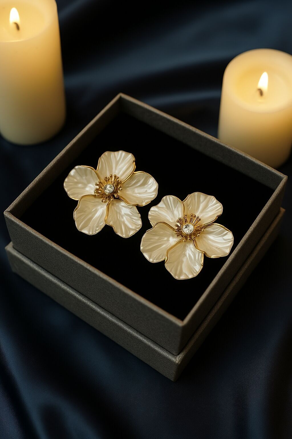 Orecchini a forma di fiore perlato