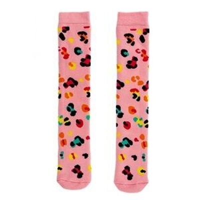 Chaussettes enfant léopard rose (plusieurs tailles)