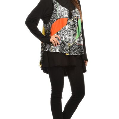 Plus size white printed sweater + top set (A239)