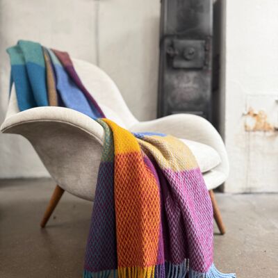 Coperta Frank blu in lana norvegese intrecciata