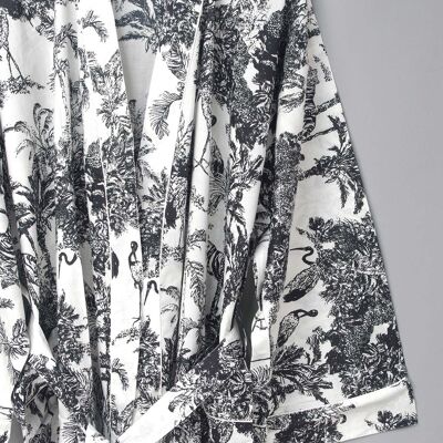 Robe de chambre kimono en coton grande taille - Imprimé jungle noir