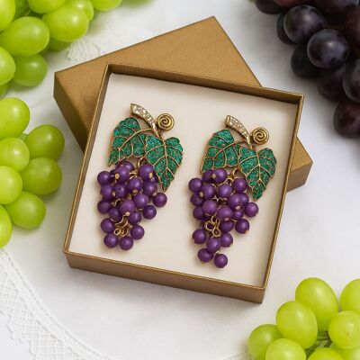 Boucles d'oreilles raisin violet
