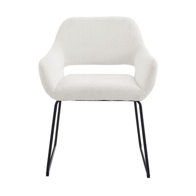 Fauteuil avec rugleuning uitgesneden, tissu bouclé, esprit