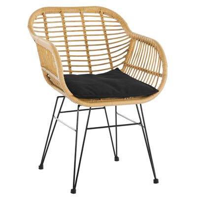 Set of 2 armchairs in rotan look, natural