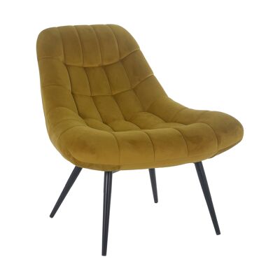 Fauteuil XXL fluweel geel métal noir