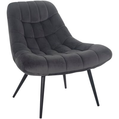 Fauteuil XXL fluweel gris métal noir