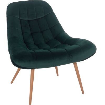 Fauteuil XXL fluweel vert métal houtlook
