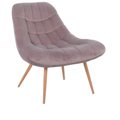 Fauteuil XXL fluweel métal rose houtlook