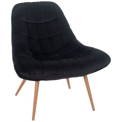 Fauteuil XXL fluweel métal noir houtlook