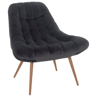 Fauteuil XXL fluweel gris métal houtlook