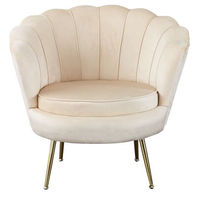 Fauteuil coque en fluweel beige