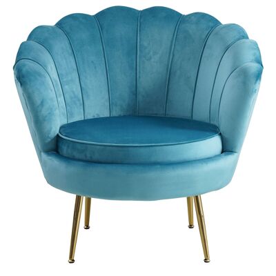 Fluwelen schhelp fauteuil bleu