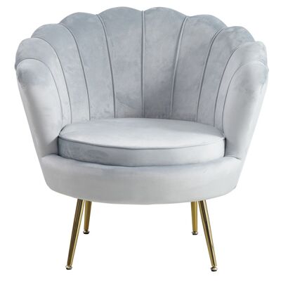 Fauteuil Fluwelen Schhelp en lichtgrijs