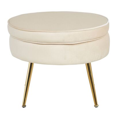 Zitpoef rond van fluwelen beige