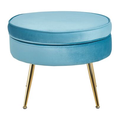 Ronde fluwelen poef bleu