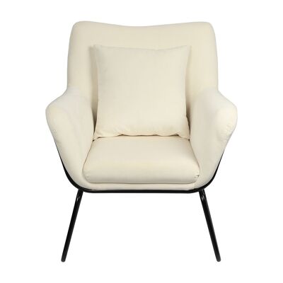 Sillón tapizado con volante beige