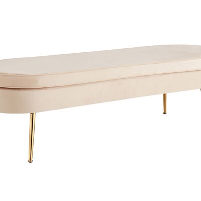 Poef oval long van beige fluweel