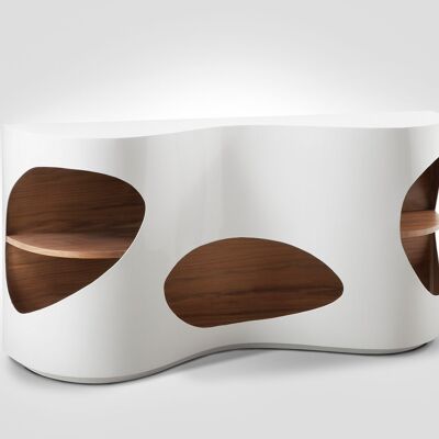 Sideboard 150x40x75 cm Wit / Walnut