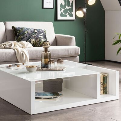 Table de salon blanche 100x100 cm