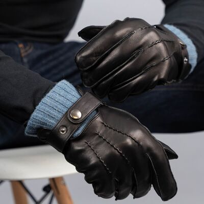 HELORY black bluestone leather gloves