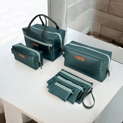 Confezione da 3 astucci, 2 astucci e 1 beauty case, "Simili" cachi
